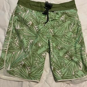 Art Class Green Swim Trunks with Tropical Print size 12